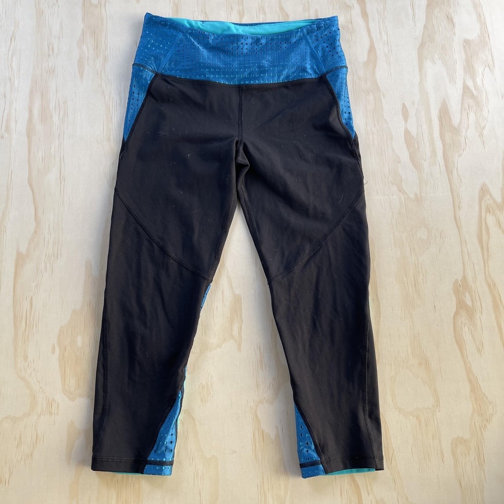 Victoria's Secret Sport Leggings Womens Medium Black VSX Knockout Capri Mesh